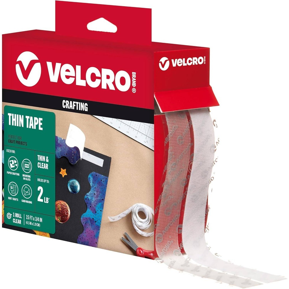 Velcro Brand‎ 91325 Thin Clear Tape 15ft x 3/4in, Cut-to-Length Fixing Tape fo